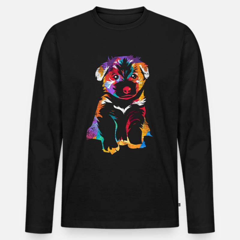 Border Collie - Männer Premium Bio Langarmshirt - Schwarz