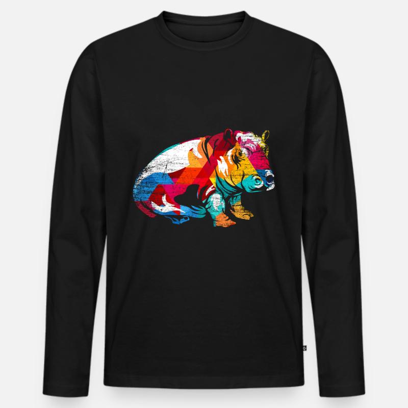 Nilpferd - Männer Premium Bio Langarmshirt - Schwarz