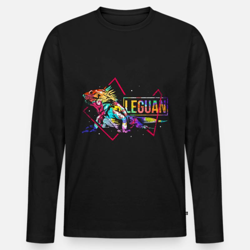 Leguan Polygon - Männer Premium Bio Langarmshirt - Schwarz