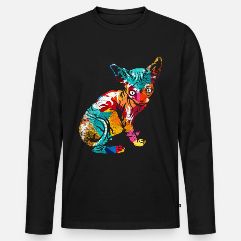 Sphynx Polygon - Männer Premium Bio Langarmshirt - Schwarz