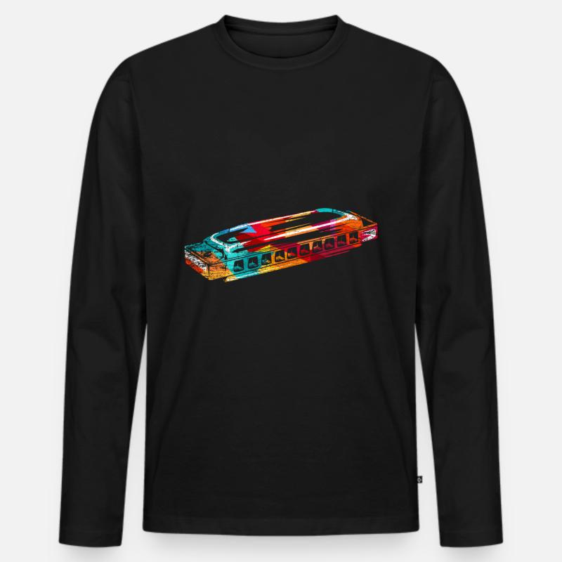 Mundharmonika Geschenk - Männer Premium Bio Langarmshirt - Schwarz