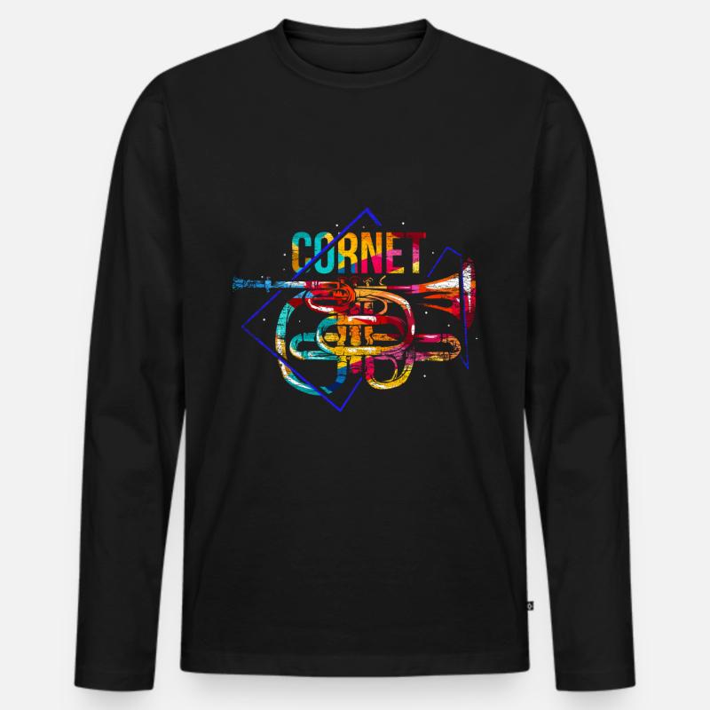 Kornett Polygon Geschenk - Männer Premium Bio Langarmshirt - Schwarz