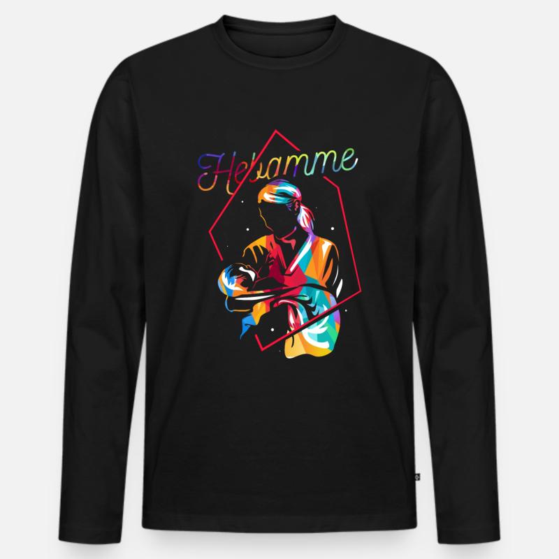 Hebamme Geschenk - Männer Premium Bio Langarmshirt - Schwarz