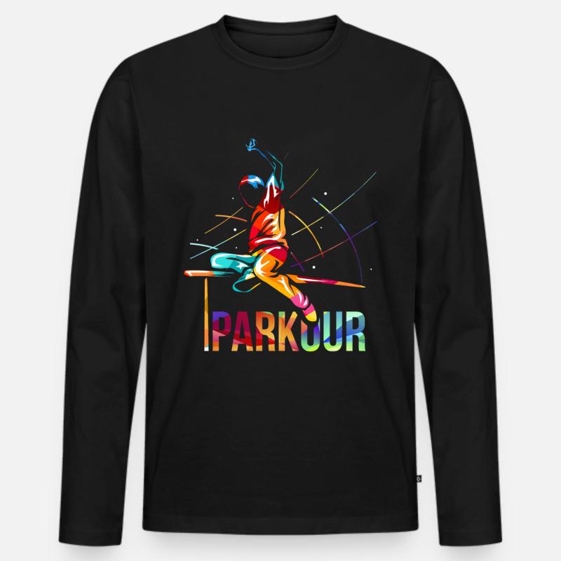 Parkour Geschenk - Männer Premium Bio Langarmshirt - Schwarz