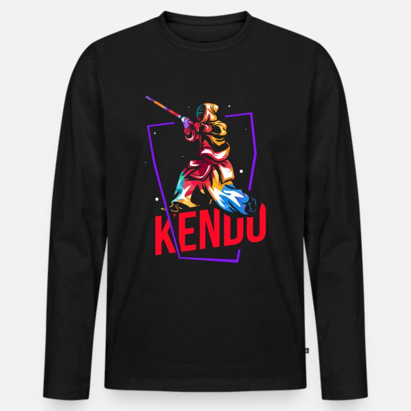 Kendo - Männer Premium Bio Langarmshirt - Schwarz
