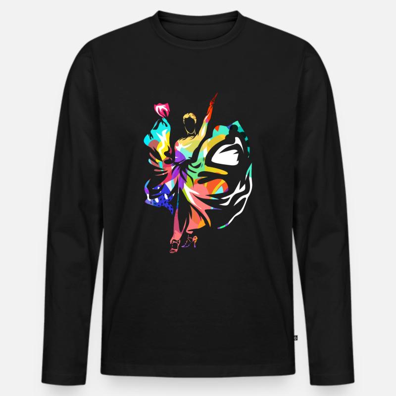 Flamenco - Männer Premium Bio Langarmshirt - Schwarz