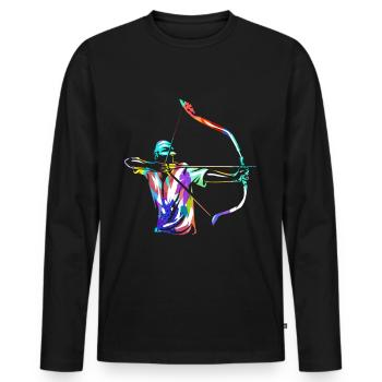 Bogenschießen - Männer Premium Bio Langarmshirt - Schwarz - Vorne - Nico (187cm)