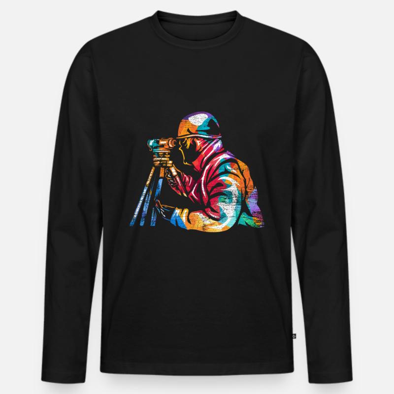 Geometra - Maglia a manica lunga ecologica premium da uomo - nero