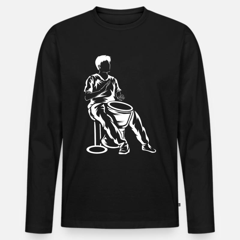 Djembe - Männer Premium Bio Langarmshirt - Schwarz