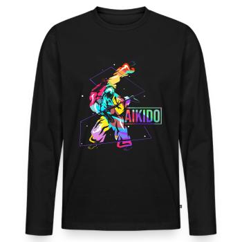 Aikido - Männer Premium Bio Langarmshirt - Schwarz - Vorne - Nico (187cm)
