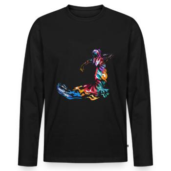 Flamenco Geschenk - Männer Premium Bio Langarmshirt - Schwarz - Vorne - Nico (187cm)