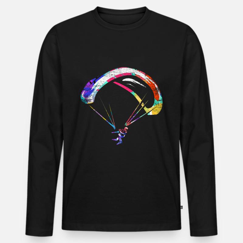 Gleitschirm Fliegen Geschenk - Männer Premium Bio Langarmshirt - Schwarz