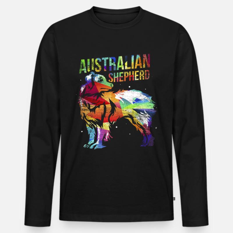 Australian Shepherd Geschenk - Männer Premium Bio Langarmshirt - Schwarz
