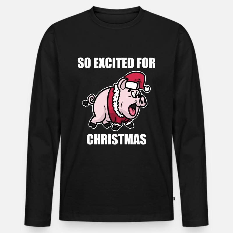Schwein Weihnachten - Männer Premium Bio Langarmshirt - Schwarz
