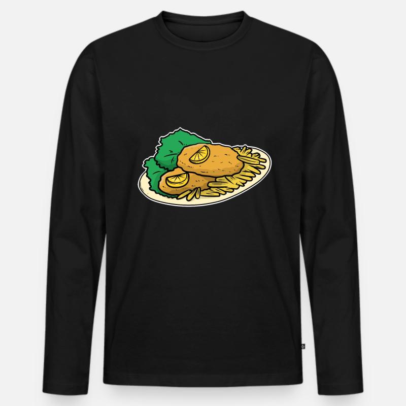 Wiener schnitzel - Männer Premium Bio Langarmshirt - Schwarz