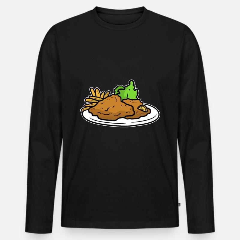 Wiener schnitzel - Männer Premium Bio Langarmshirt - Schwarz