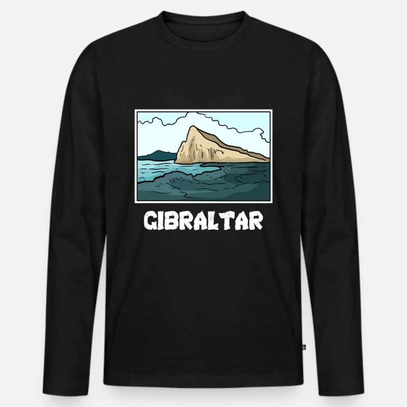 Gibraltar - Männer Premium Bio Langarmshirt - Schwarz