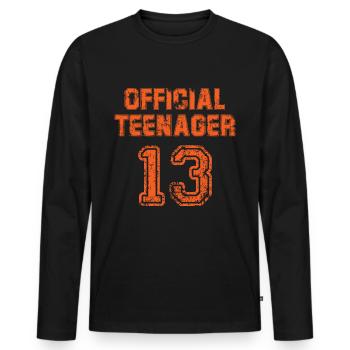 13th birthday gift - Men's Premium Organic Long Sleeve Shirt - black - Front - Nico (187cm)