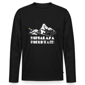 Himalaya Geschenk - Männer Premium Bio Langarmshirt - Schwarz - Vorne - Nico (187cm)