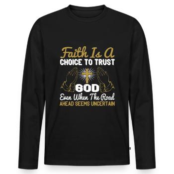 Christlich - Männer Premium Bio Langarmshirt - Schwarz - Vorne - Nico (187cm)
