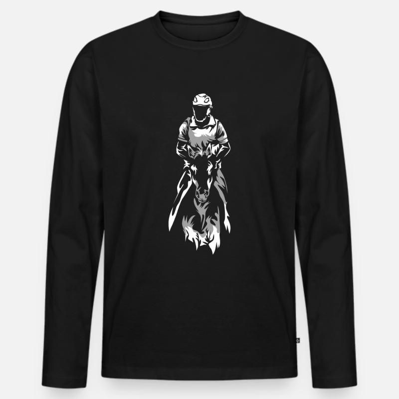 Ausdauer Reitergeschenk - Männer Premium Bio Langarmshirt - Schwarz