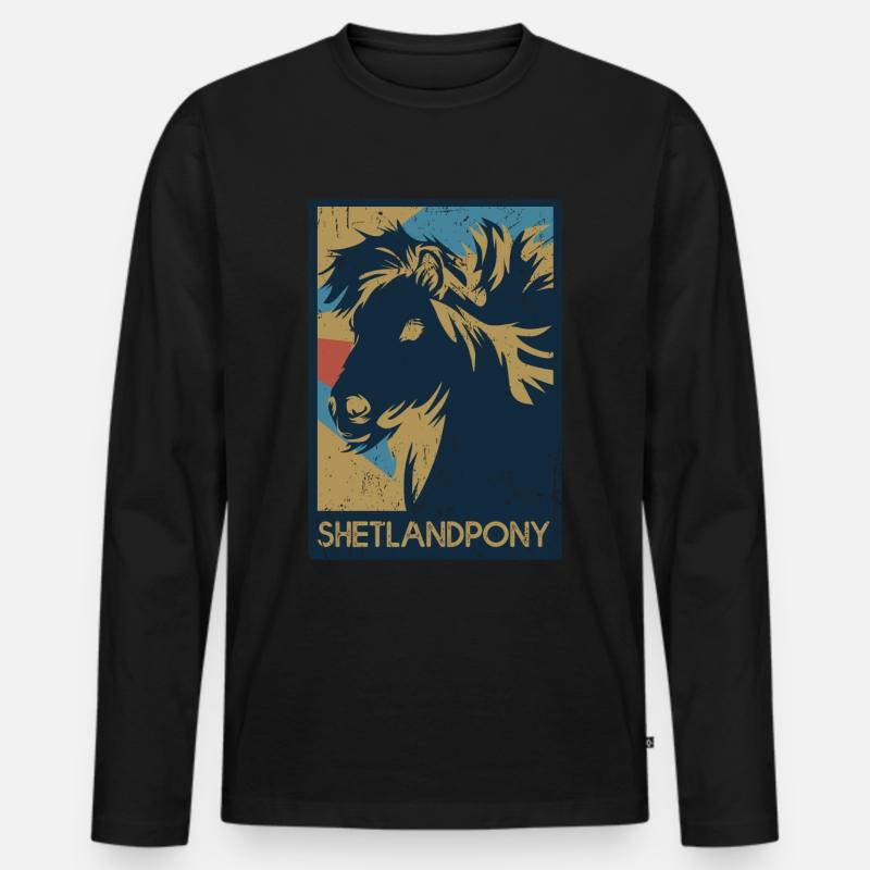 Shetlandpony - Männer Premium Bio Langarmshirt - Schwarz