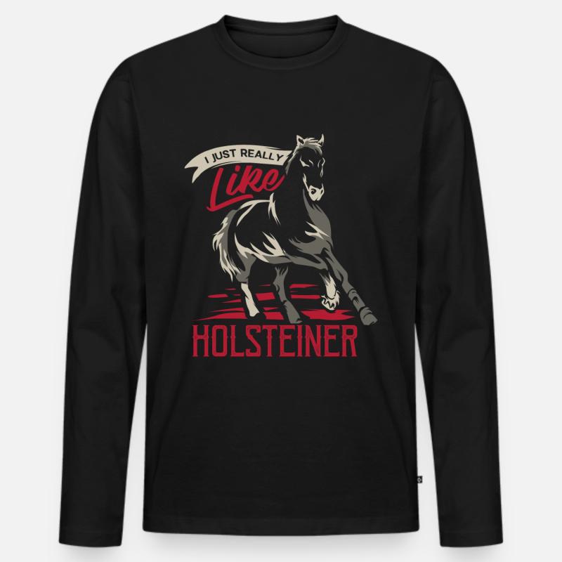 Holsteiner Pferd - Männer Premium Bio Langarmshirt - Schwarz