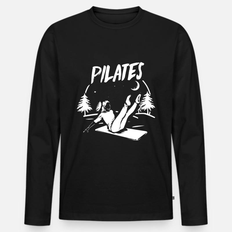 Pilates - Männer Premium Bio Langarmshirt - Schwarz