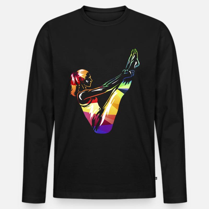 Pilates Übung - Männer Premium Bio Langarmshirt - Schwarz