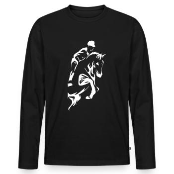 Cadeau de spectacle équestre de saut d'obstacles - T-shirt manches longues Premium bio Homme - noir - Devant - Nico (187cm)