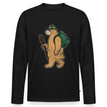 Backpacker Bär Geschenk - Männer Premium Bio Langarmshirt - Schwarz - Vorne - Nico (187cm)