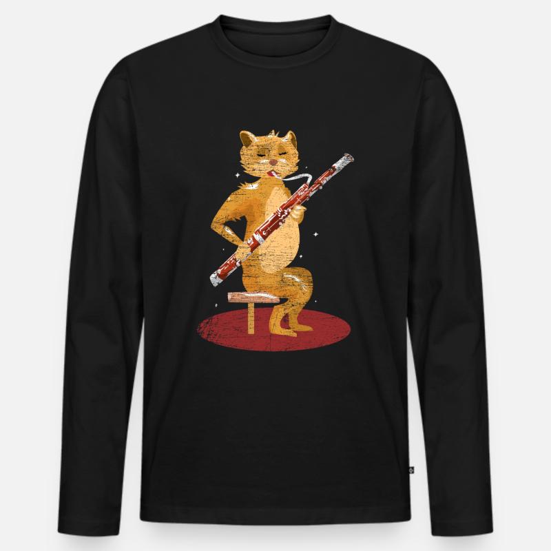 Fagott Katze - Männer Premium Bio Langarmshirt - Schwarz