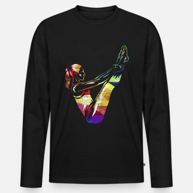 Pilates Geschenk - Männer Premium Bio Langarmshirt - Schwarz