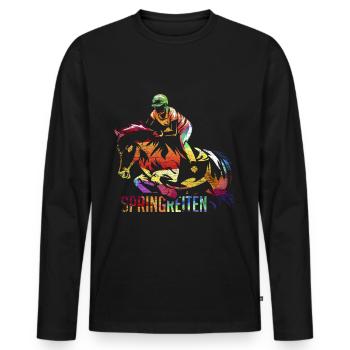 Cadeau de saut d'obstacles - T-shirt manches longues Premium bio Homme - noir - Devant - Nico (187cm)