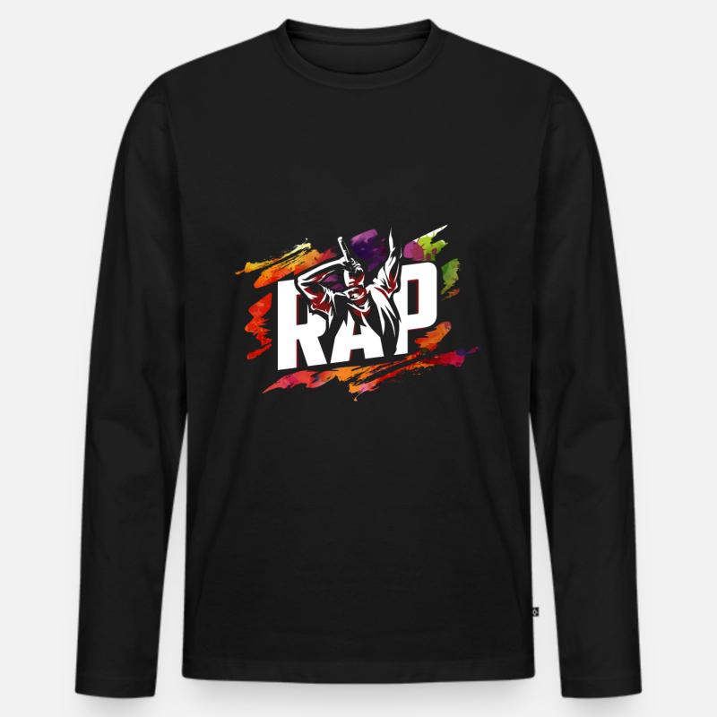 Rap - Männer Premium Bio Langarmshirt - Schwarz