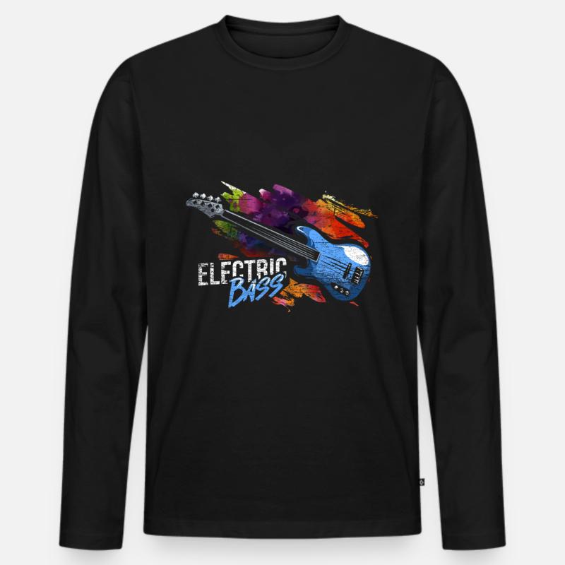 E-Bass Geschenk - Männer Premium Bio Langarmshirt - Schwarz