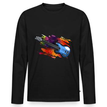 E-Bass - Männer Premium Bio Langarmshirt - Schwarz - Vorne - Nico (187cm)
