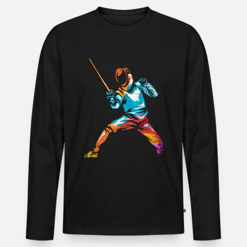 Fechten - Männer Premium Bio Langarmshirt - Schwarz
