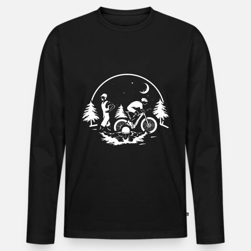 Triathlon Sport - Männer Premium Bio Langarmshirt - Schwarz