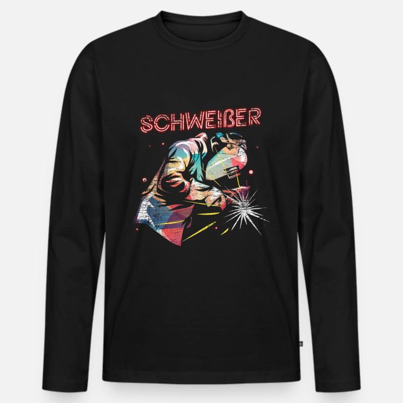 Schweißer - Männer Premium Bio Langarmshirt - Schwarz