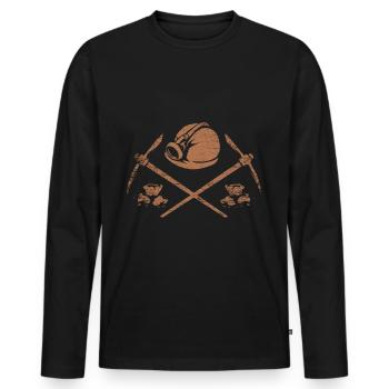 Exploitation minière - T-shirt manches longues Premium bio Homme - noir - Devant - Nico (187cm)