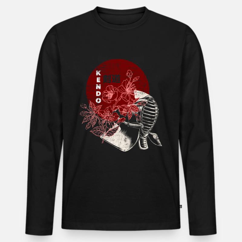 Kendo-Mädchen - Männer Premium Bio Langarmshirt - Schwarz