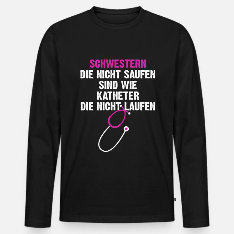 Krankenschwester Pflegepersonal - Männer Premium Bio Langarmshirt - Schwarz
