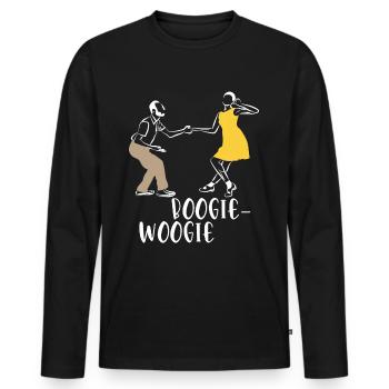 Boogie woogie - Men's Premium Organic Long Sleeve Shirt - black - Front - Nico (187cm)