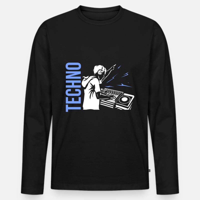 Techno - Männer Premium Bio Langarmshirt - Schwarz