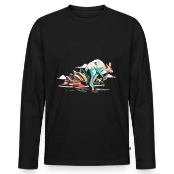 Kangaroo australia - Men's Premium Organic Long Sleeve Shirt - black - Front - Nico (187cm)