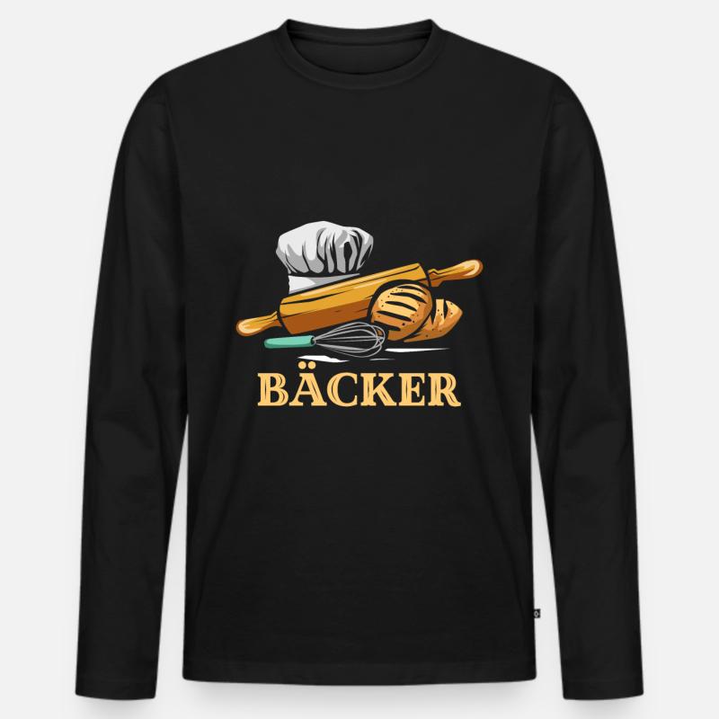 Bäcker - Männer Premium Bio Langarmshirt - Schwarz