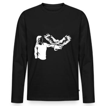 fauconnerie - T-shirt manches longues Premium bio Homme - noir - Devant - Nico (187cm)