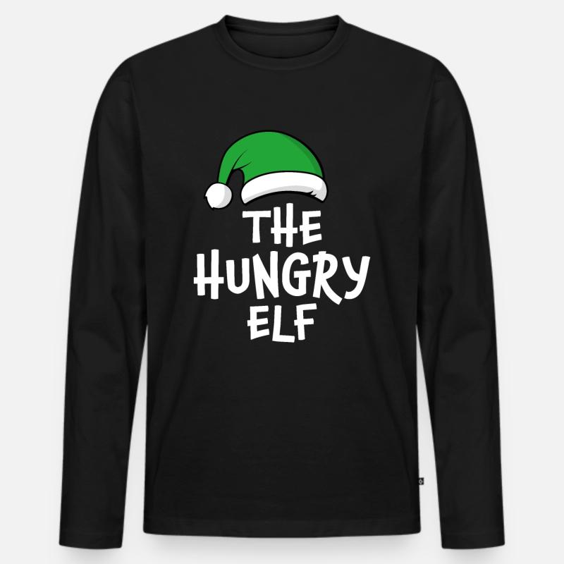 Der hungrige Elf - Männer Premium Bio Langarmshirt - Schwarz