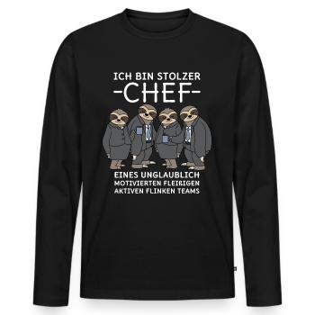 Unglaublich fleißiges Team Faultiere Stolzer Chef - Männer Premium Bio Langarmshirt - Schwarz - Vorne - Nico (187cm)
